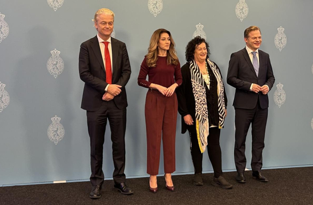 De fractievoorzitters van PVV, VVD, NSC en BBB