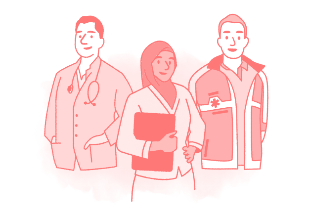 Illustratie van hulpverleners