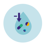 Icoon minder medicijnen in het water